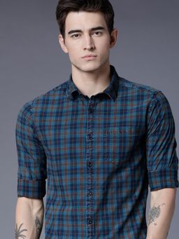 HIGHLANDER - Men Multi-Color Cotton Checks Slim Fit Shirt