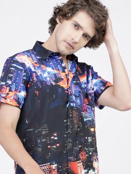 HIGHLANDER - Men Multi-Color Polyester Printed Slim Fit Shirt
