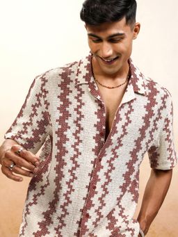 HIGHLANDER - Men Multi-Color Cotton Blend Self Design Relaxed Fit Shirt