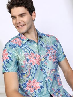 HIGHLANDER - Men Multi-Color Polyester Floral Regular Fit Shirt