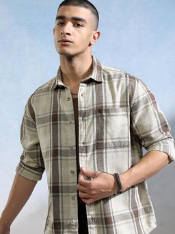 HIGHLANDER - Men Multi-Color Cotton Blend Checks Relaxed Fit Shirt