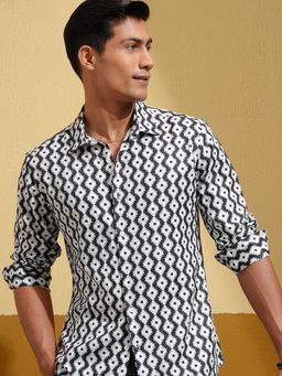 HIGHLANDER - Men Multi-Color Polyester Blend Printed Slim Fit Shirt