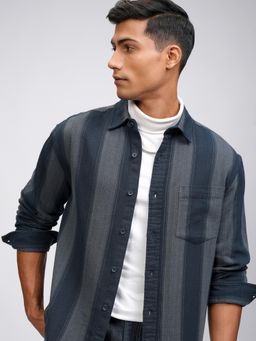 HIGHLANDER - Men Multi-Color Cotton Stripes Relaxed Fit Shirt