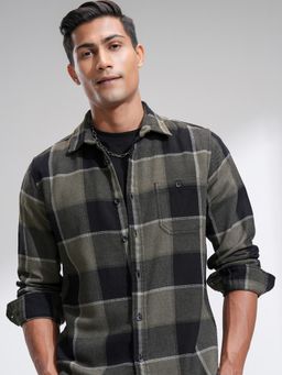 HIGHLANDER - Men Multi-Color Polyester Blend Checks Slim Fit Shirt