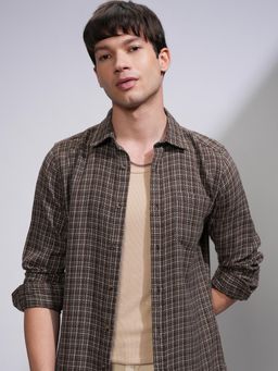 HIGHLANDER - Men Multi-Color Cotton Blend Checks Slim Fit Shirt