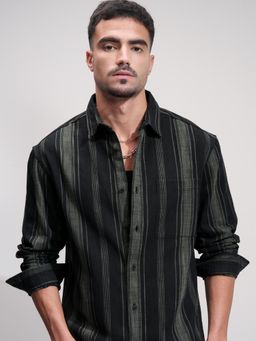 HIGHLANDER - Men Multi-Color Cotton Stripes Relaxed Fit Shirt
