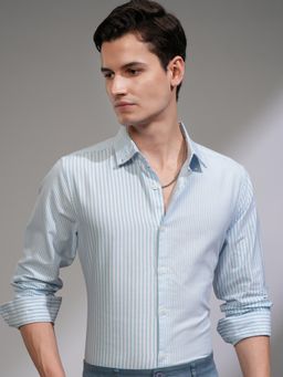 HIGHLANDER - Men Multi-Color Cotton Stripes Slim Fit Shirt