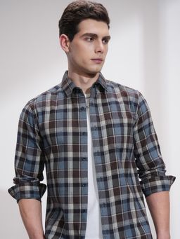 HIGHLANDER - Men Multi-Color Cotton Blend Checks Slim Fit Shirt