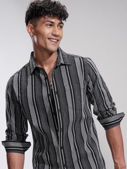 HIGHLANDER - Men Multi-Color Cotton Blend Stripes Slim Fit Shirt