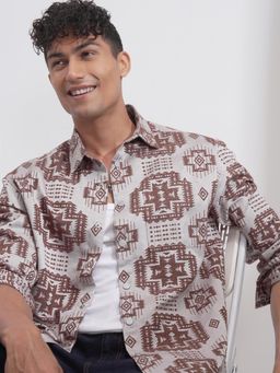 HIGHLANDER - Men Multi-Color Polyester Blend Printed Relaxed Fit Shirt