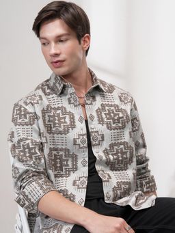 HIGHLANDER - Men Multi-Color Polyester Blend Printed Relaxed Fit Shirt