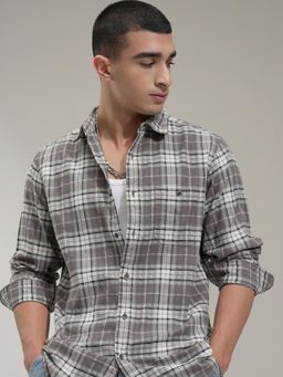 HIGHLANDER - Men Multi-Color Cotton Blend Checks Slim Fit Shirt