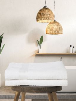 KOPA - Quick Dry 100% Cotton Soft Terry Towel -2Pc Bath Towel D'Ross Solid-White