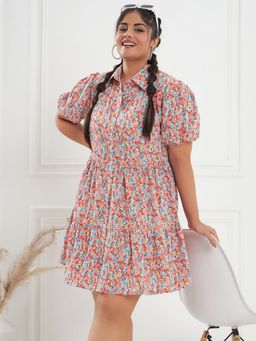 KASSUALLY - CURVE BY KASSUALLY Multi Front Open Shirt Mini Dress