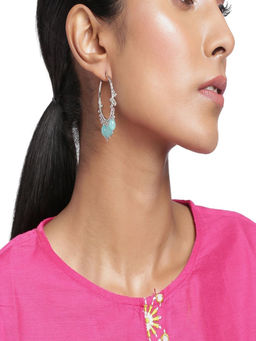 Accessher - Silver Plated Blue Hoops For Women And Girls