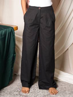 NISHORAMA - Black Linen Solid Trouser