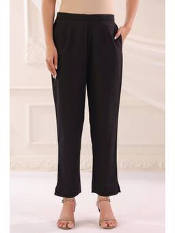 SAVI - Black Denim Solid Straight Pant
