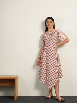 FABLE STREET - Gingham Off White Dress