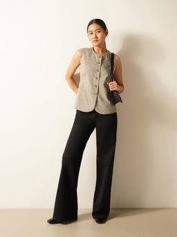 FABLE STREET - Grey Checkered Waistcoat Top