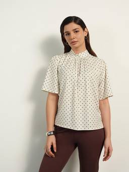 FABLE STREET - Off White Polka Dot Top
