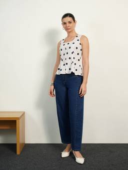 FABLE STREET - Pure Cotton Polka Dots White Top