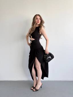 Trenbee - Leslie Draped Black Dress