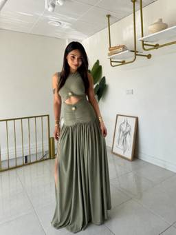 Trenbee - Leslie Draped Green Dress