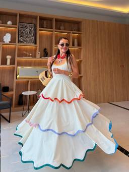 Trenbee - Rigata Layered White Dress