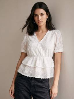 Outzidr - Polyester White Textured Top