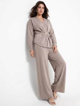 Outzidr - Grey Relaxed Blousson Metal Co-Ords