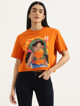 United Colors of Benetton - Orange Regular Round Neck Graphic Print T-Shirt