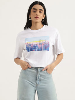 United Colors of Benetton - White Regular Round Neck Graphic Print T-Shirt