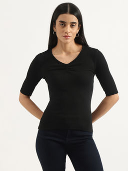 United Colors of Benetton - Black Regular V-Neck Solid T-Shirt