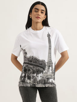 United Colors of Benetton - White Regular Round Neck Graphic Print T-Shirt