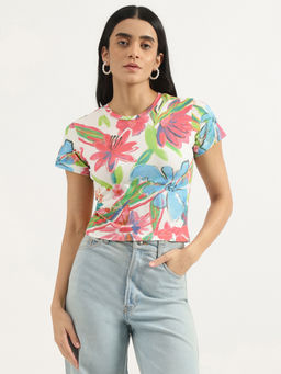 United Colors of Benetton - Multi-Color Regular Round Neck Floral Print T-Shirt