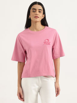United Colors of Benetton - Pink Regular Round Neck Solid T-Shirt
