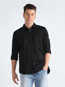 Calvin Klein - Men Black Cotton Solid Relaxed Fit Shirt