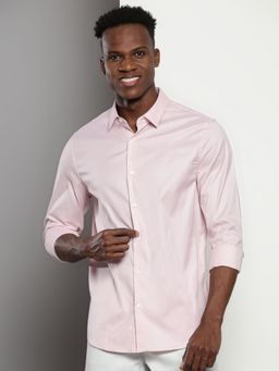 Calvin Klein - Men Pink Cotton Solid Slim Fit Shirt