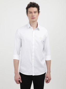 Calvin Klein - Men White Cotton Solid Slim Fit Shirt