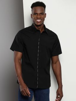 Calvin Klein - Men Black Cotton Solid Regular Fit Shirt