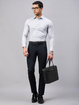 Louis Stitch - Men White Cotton Self Design Regular Fit Shirt