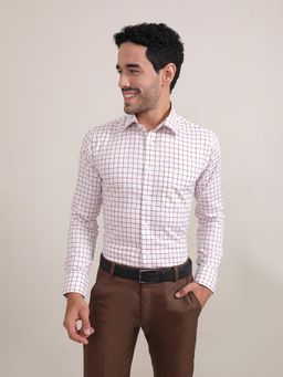 Louis Stitch - Men White Cotton Self Design Regular Fit Shirt