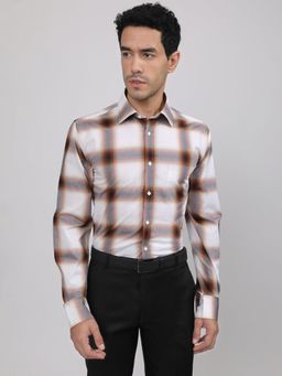 Louis Stitch - Men Brown Cotton Self Design Regular Fit Shirt