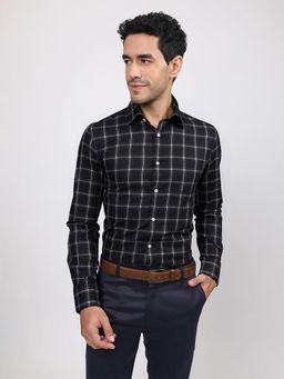 Louis Stitch - Men Green Cotton Self Design Regular Fit Shirt