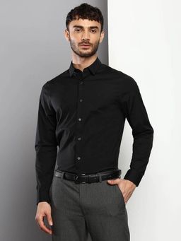 Calvin Klein - Men Black Cotton Solid Slim Fit Shirt