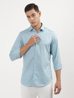 Calvin Klein - Men Blue Cotton Solid Slim Fit Shirt