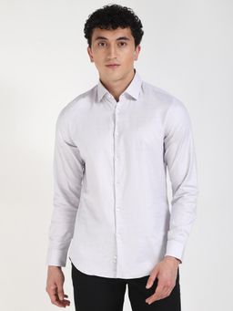 Calvin Klein - Men Grey Cotton Checks Slim Fit Shirt
