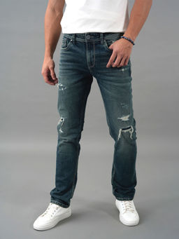 ROOKIES - Blue 5 Pocket Mid-Rise Slim Straight Fit Jeans
