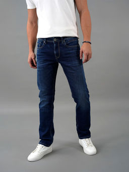 ROOKIES - Dark Blue 5 Pocket Mid-Rise Slim Straight Fit Jeans