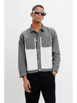 FREAKINS - Mens Grey and White Two Tone Twill Shacket